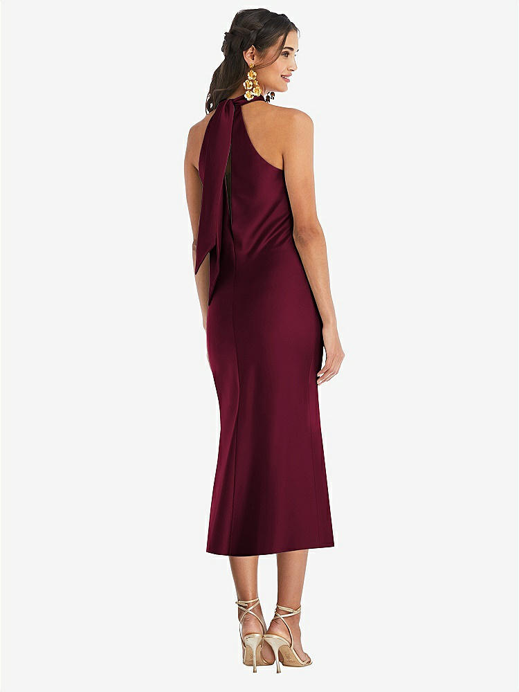 【NEW】【STYLE: LB026】ドレープ ひねり ホルター ネクタイバック MIDI ドレス  -  パロマ【COLOR: Cabernet】【SIZE: 00-30W】