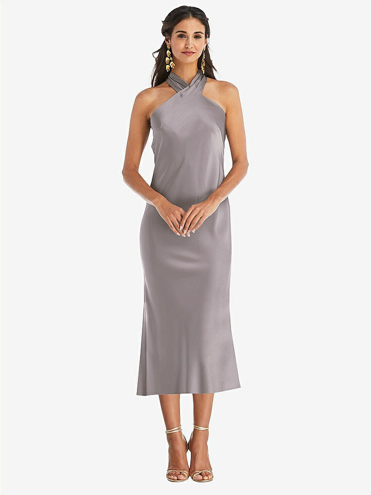 【NEW】【STYLE: LB026】ドレープ ひねり ホルター ネクタイバック MIDI ドレス  -  パロマ【COLOR: Cashmere Gray】【SIZE: 00-30W】