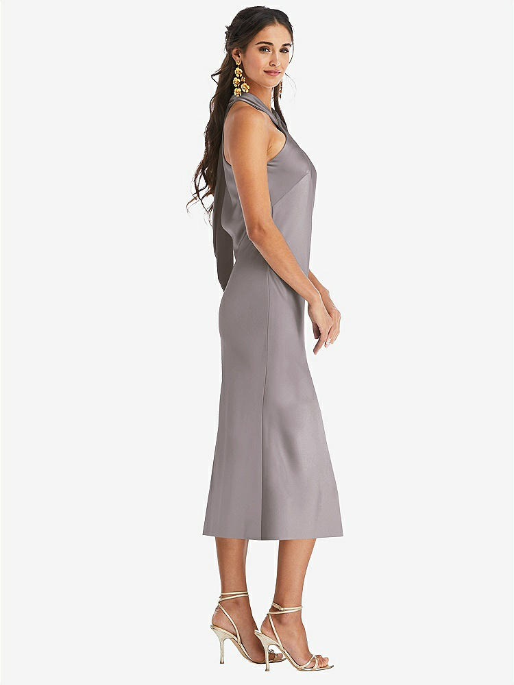 【NEW】【STYLE: LB026】ドレープ ひねり ホルター ネクタイバック MIDI ドレス  -  パロマ【COLOR: Cashmere Gray】【SIZE: 00-30W】