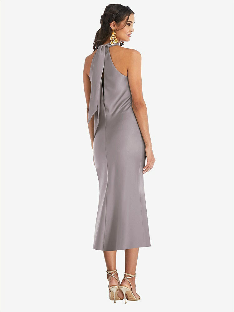 【NEW】【STYLE: LB026】ドレープ ひねり ホルター ネクタイバック MIDI ドレス  -  パロマ【COLOR: Cashmere Gray】【SIZE: 00-30W】