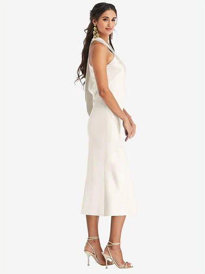 【STYLE: LB026】Draped Twist Halter Tie-Back Midi Dress - Paloma【COLOR: Ivory】