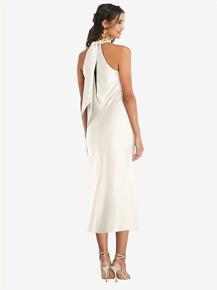 【STYLE: LB026】Draped Twist Halter Tie-Back Midi Dress - Paloma【COLOR: Ivory】