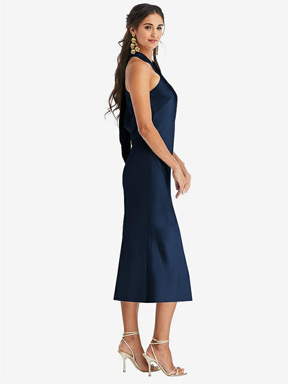 【NEW】【STYLE: LB026】ドレープ ひねり ホルター ネクタイバック MIDI ドレス  -  パロマ【COLOR: Midnight Navy】【SIZE: 00-30W】