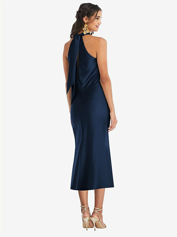 【NEW】【STYLE: LB026】ドレープ ひねり ホルター ネクタイバック MIDI ドレス  -  パロマ【COLOR: Midnight Navy】【SIZE: 00-30W】