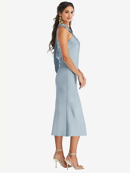 【NEW】【STYLE: LB026】ドレープ ひねり ホルター ネクタイバック MIDI ドレス  -  パロマ【COLOR: Mist】【SIZE: 00-30W】