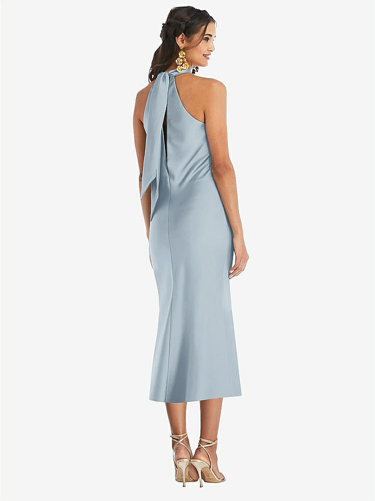 【STYLE: LB026】Draped Twist Halter Tie-Back Midi Dress - Paloma【COLOR: Mist】