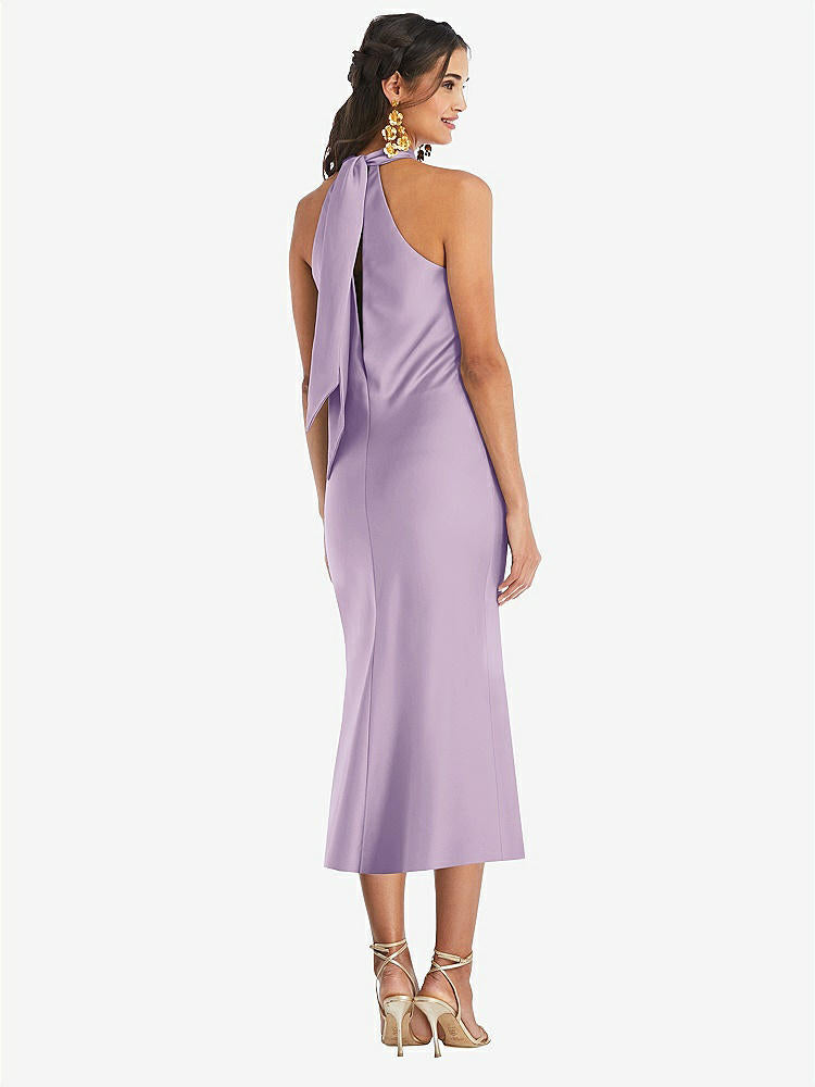 【NEW】【STYLE: LB026】ドレープ ひねり ホルター ネクタイバック MIDI ドレス  -  パロマ【COLOR: Pale Purple】【SIZE: 00-30W】