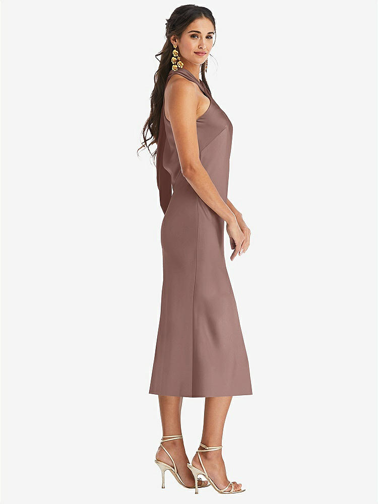 【STYLE: LB026】Draped Twist Halter Tie-Back Midi Dress - Paloma【COLOR: Sienna】
