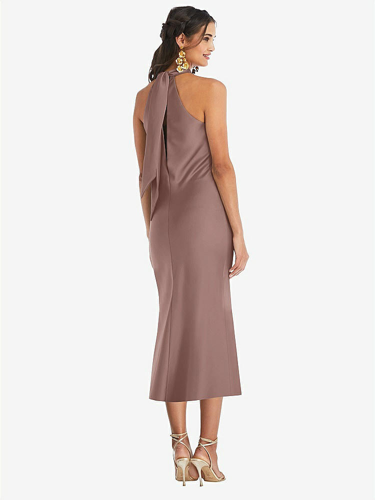 【STYLE: LB026】Draped Twist Halter Tie-Back Midi Dress - Paloma【COLOR: Sienna】