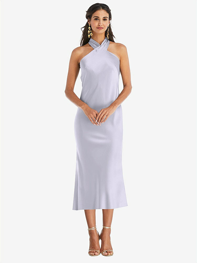 【NEW】【STYLE: LB026】ドレープ ひねり ホルター ネクタイバック MIDI ドレス  -  パロマ【COLOR: Silver Dove】【SIZE: 00-30W】