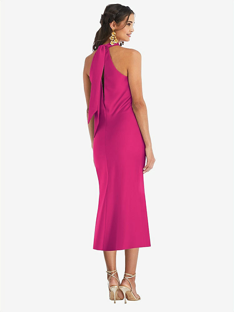 【NEW】【STYLE: LB026】ドレープ ひねり ホルター ネクタイバック MIDI ドレス  -  パロマ【COLOR: Think Pink】【SIZE: 00-30W】