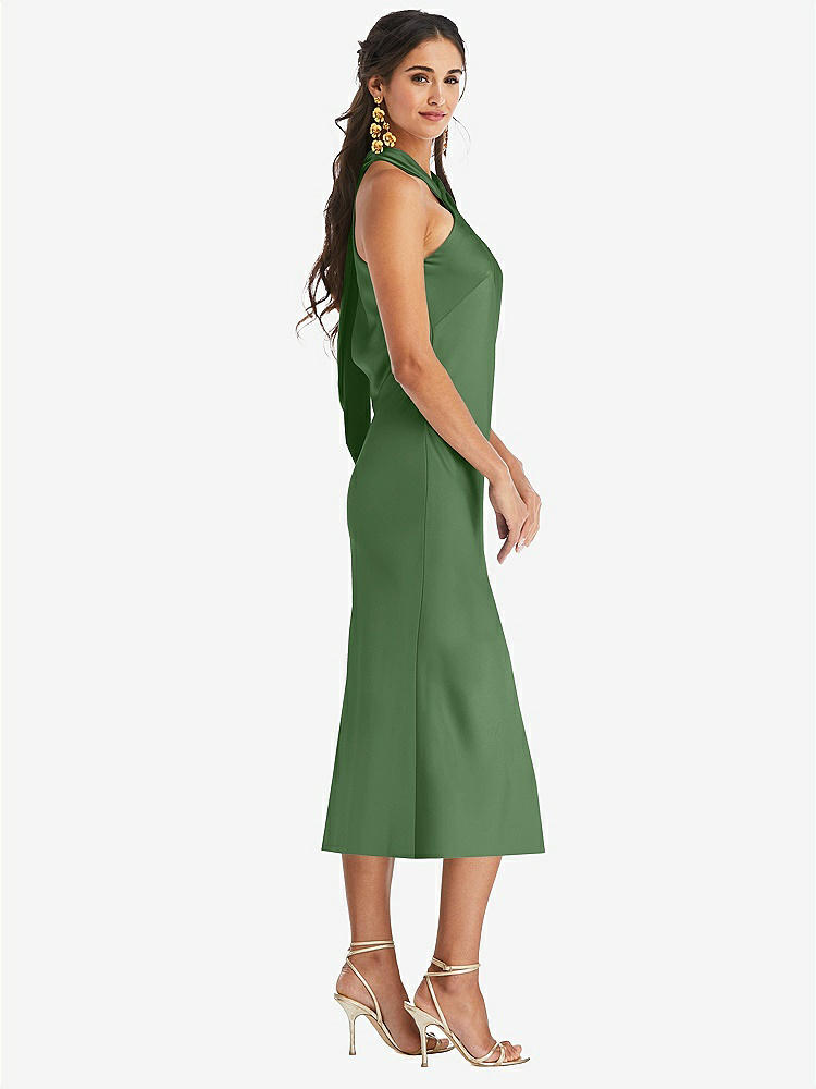 【STYLE: LB026】Draped Twist Halter Tie-Back Midi Dress - Paloma【COLOR: Vineyard Green】
