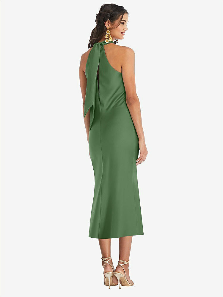 【STYLE: LB026】Draped Twist Halter Tie-Back Midi Dress - Paloma【COLOR: Vineyard Green】