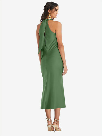 【STYLE: LB026】Draped Twist Halter Tie-Back Midi Dress - Paloma【COLOR: Vineyard Green】