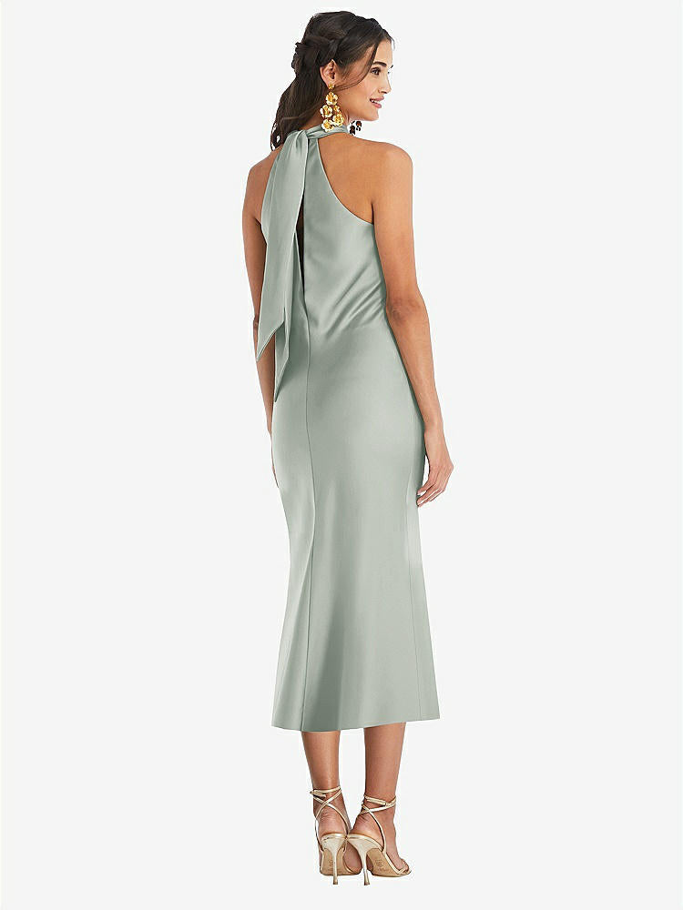 【STYLE: LB026】Draped Twist Halter Tie-Back Midi Dress - Paloma【COLOR: Willow Green】