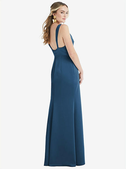 【NEW】【STYLE: LB027】ツイスト ストラップ マキシ スリップ ドレス 前面 スリット  -  neve【COLOR: Dusk Blue】【SIZE: 00-30W】