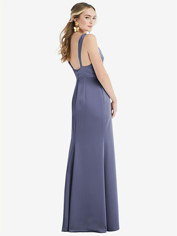【STYLE: LB027】Twist Strap Maxi Slip Dress with Front Slit - Neve【COLOR: French Blue】