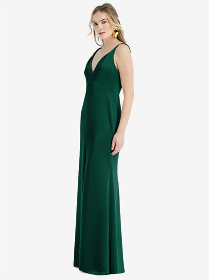 【STYLE: LB027】Twist Strap Maxi Slip Dress with Front Slit - Neve【COLOR: Hunter Green】