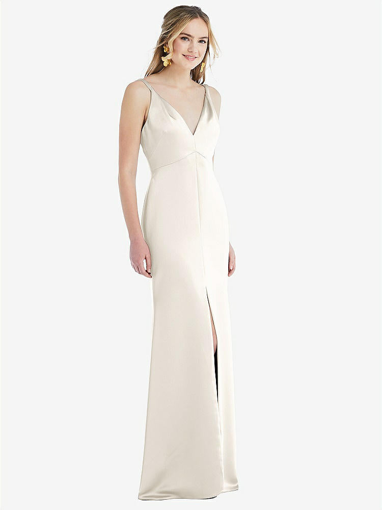 【STYLE: LB027】Twist Strap Maxi Slip Dress with Front Slit - Neve【COLOR: Ivory】
