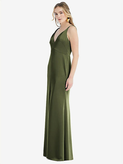 【STYLE: LB027】Twist Strap Maxi Slip Dress with Front Slit - Neve【COLOR: Olive Green】
