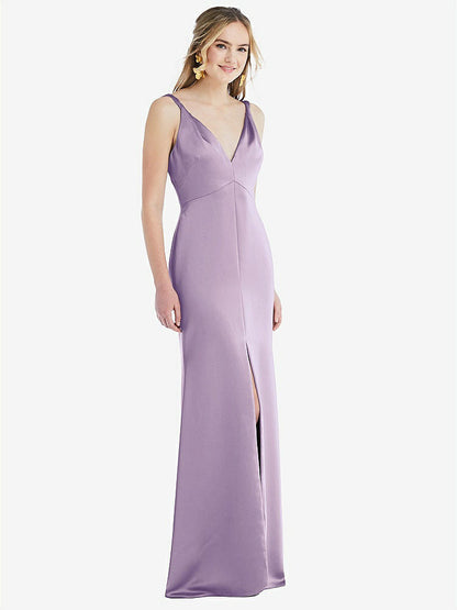 【NEW】【STYLE: LB027】ツイスト ストラップ マキシ スリップ ドレス 前面 スリット  -  neve【COLOR: Pale Purple】【SIZE: 00-30W】