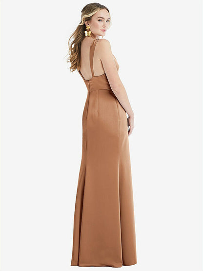 【STYLE: LB027】Twist Strap Maxi Slip Dress with Front Slit - Neve【COLOR: Toffee】