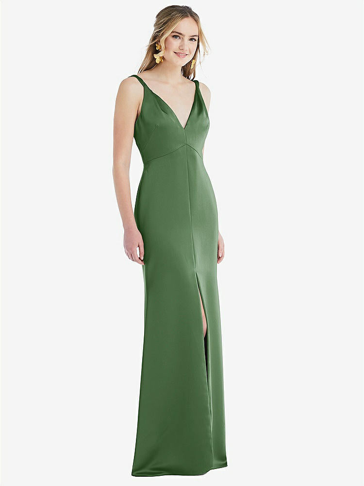 【STYLE: LB027】Twist Strap Maxi Slip Dress with Front Slit - Neve【COLOR: Vineyard Green】