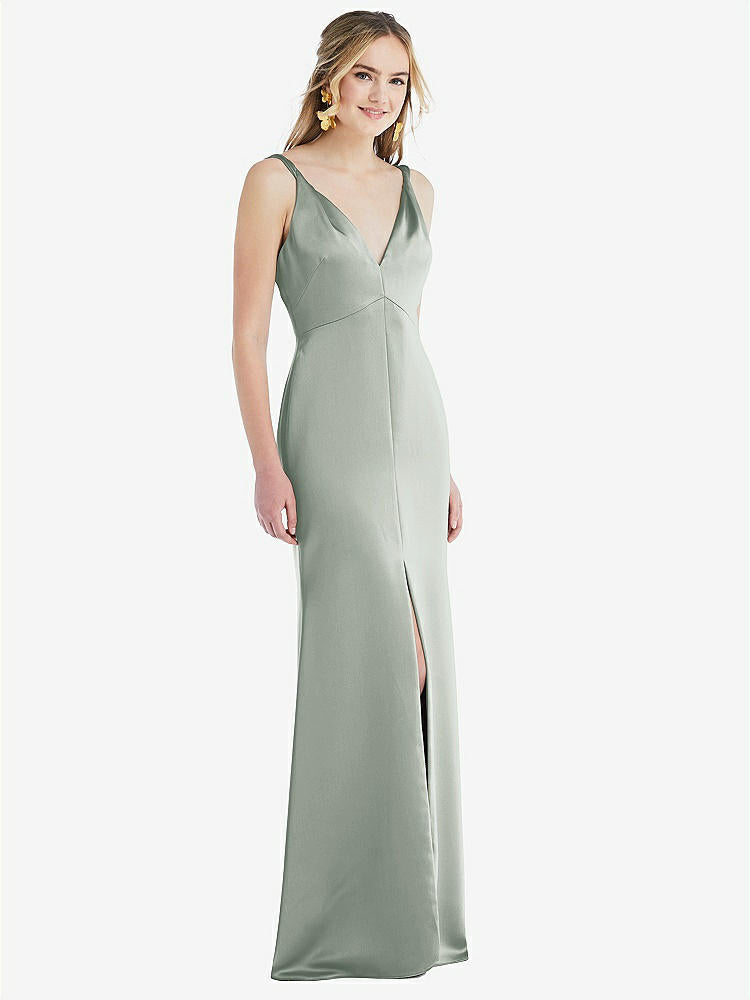 【STYLE: LB027】Twist Strap Maxi Slip Dress with Front Slit - Neve【COLOR: Willow Green】