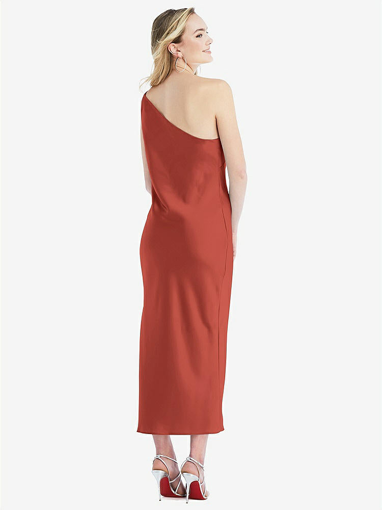 【STYLE: 8202】One-Shoulder Asymmetrical Midi Slip Dress【COLOR: Amber Sunset】