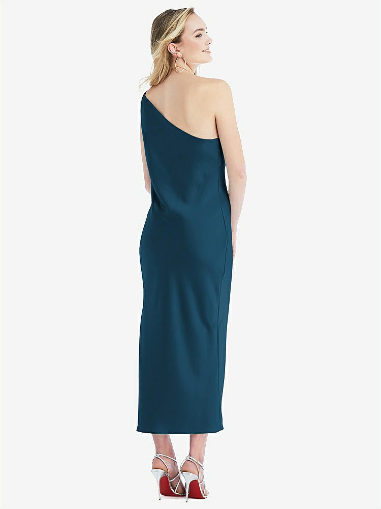 【STYLE: 8202】One-Shoulder Asymmetrical Midi Slip Dress【COLOR: Atlantic Blue】