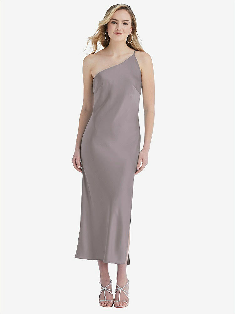 【STYLE: 8202】One-Shoulder Asymmetrical Midi Slip Dress【COLOR: Cashmere Gray】