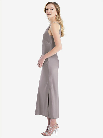 【NEW】【STYLE: 8202】ワンショルダー 非対称 MIDI スリップ ドレス【COLOR: Cashmere Gray】【SIZE: 00-30W】