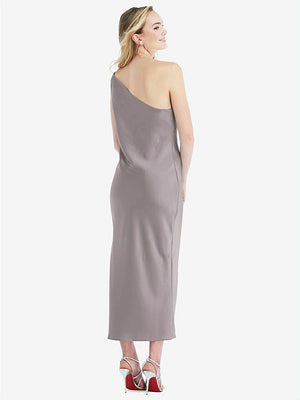 【STYLE: 8202】One-Shoulder Asymmetrical Midi Slip Dress【COLOR: Cashmere Gray】