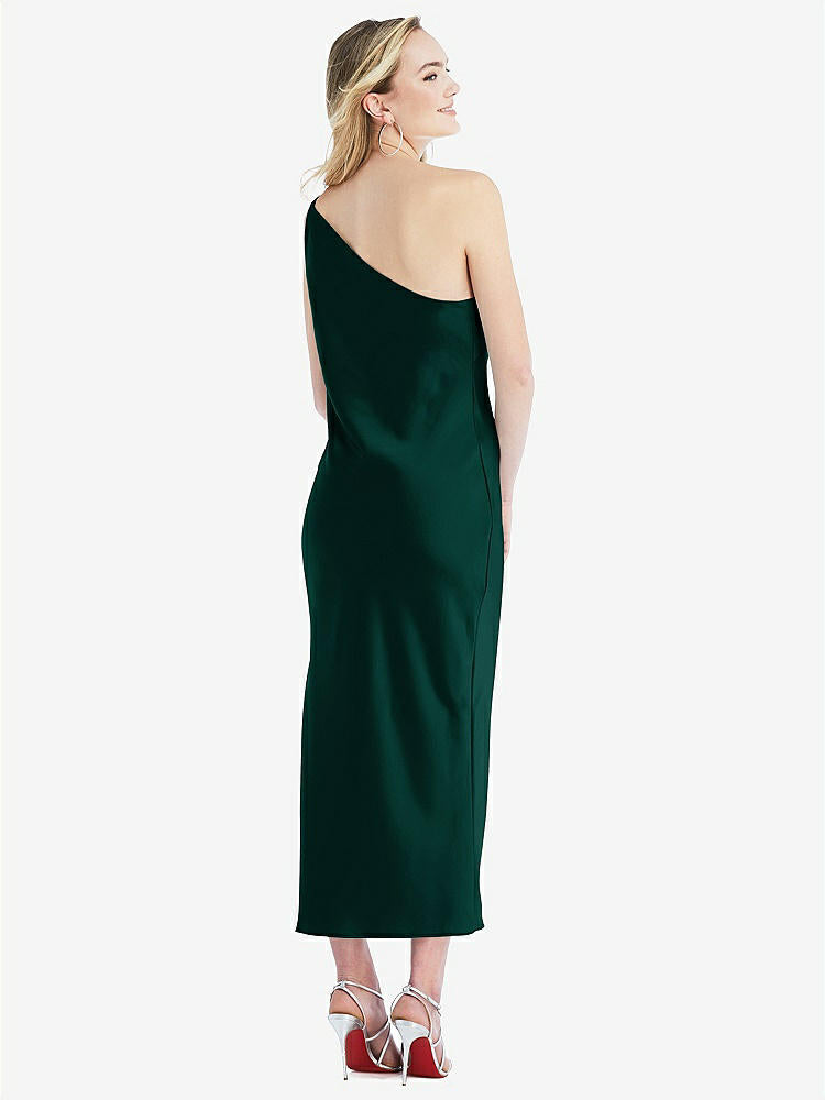 【STYLE: 8202】One-Shoulder Asymmetrical Midi Slip Dress【COLOR: Evergreen】