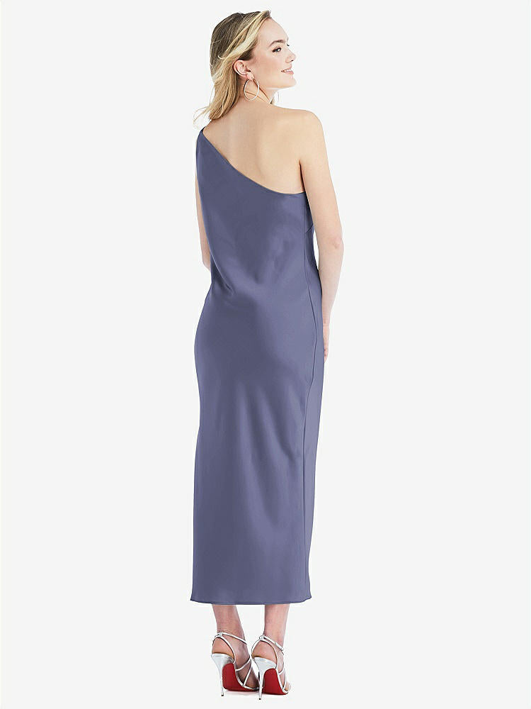 【STYLE: 8202】One-Shoulder Asymmetrical Midi Slip Dress【COLOR: French Blue】