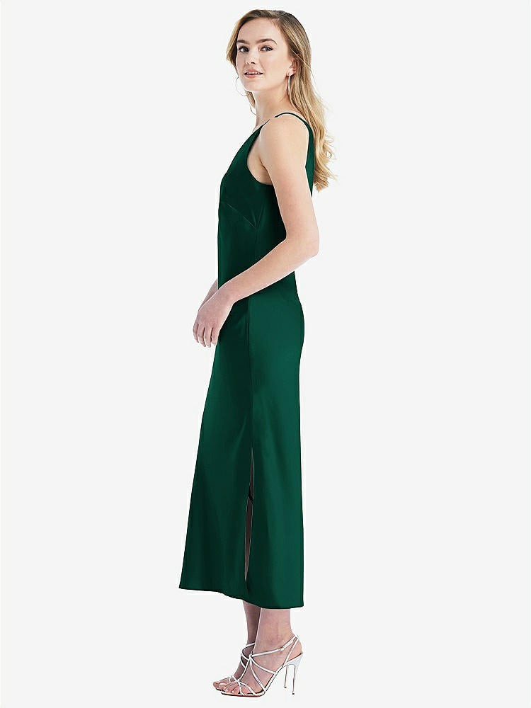 【NEW】【STYLE: 8202】ワンショルダー 非対称 MIDI スリップ ドレス【COLOR: Hunter Green】【SIZE: 00-30W】