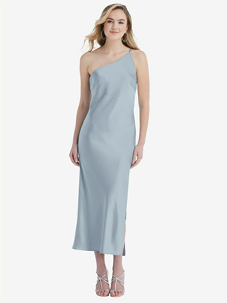 【STYLE: 8202】One-Shoulder Asymmetrical Midi Slip Dress【COLOR: Mist】