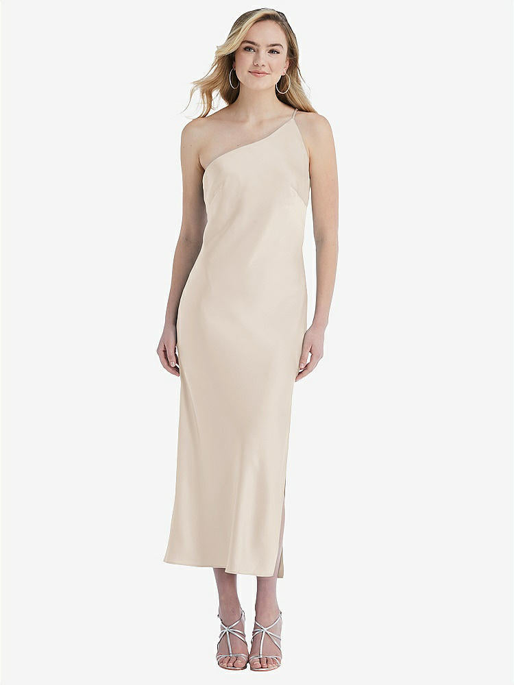 【NEW】【STYLE: 8202】ワンショルダー 非対称 MIDI スリップ ドレス【COLOR: Oat】【SIZE: 00-30W】