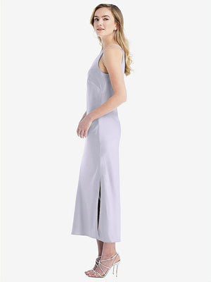 【STYLE: 8202】One-Shoulder Asymmetrical Midi Slip Dress【COLOR: Silver Dove】