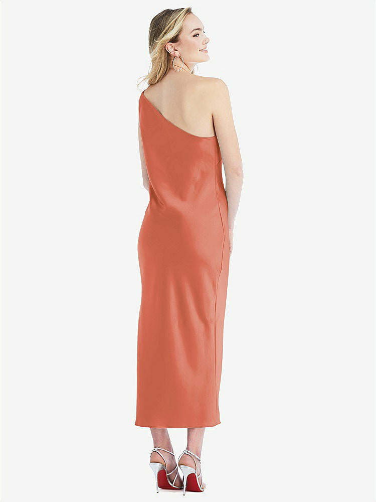 【STYLE: 8202】One-Shoulder Asymmetrical Midi Slip Dress【COLOR: Terracotta Copper】