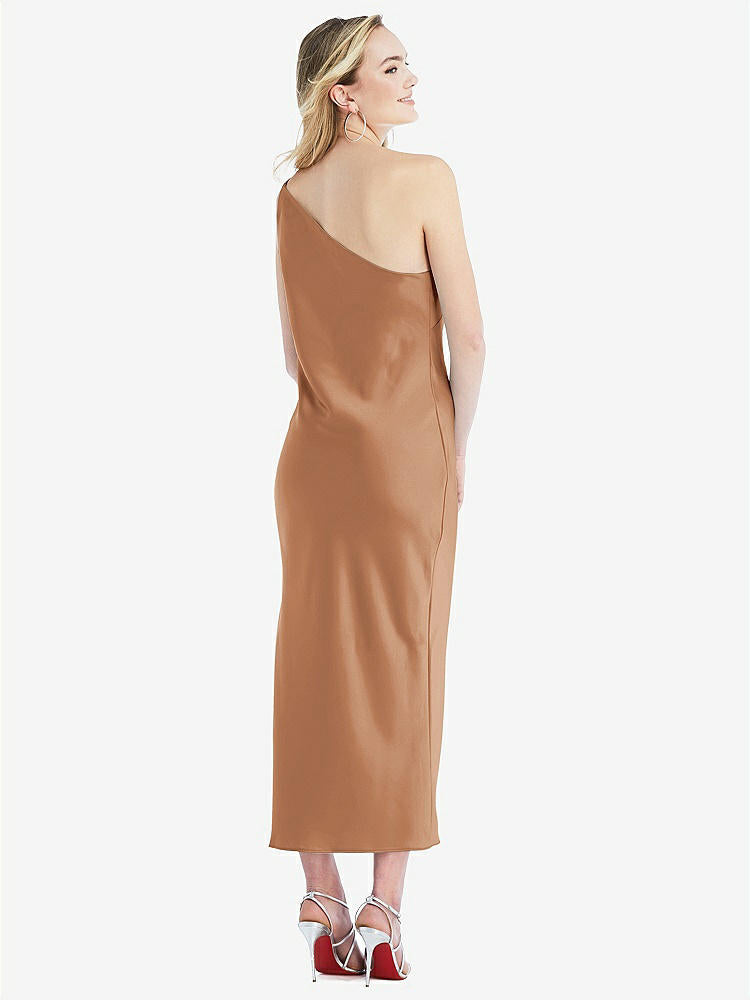 【STYLE: 8202】One-Shoulder Asymmetrical Midi Slip Dress【COLOR: Toffee】