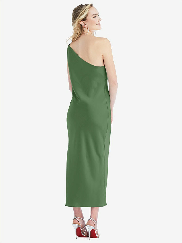 【STYLE: 8202】One-Shoulder Asymmetrical Midi Slip Dress【COLOR: Vineyard Green】