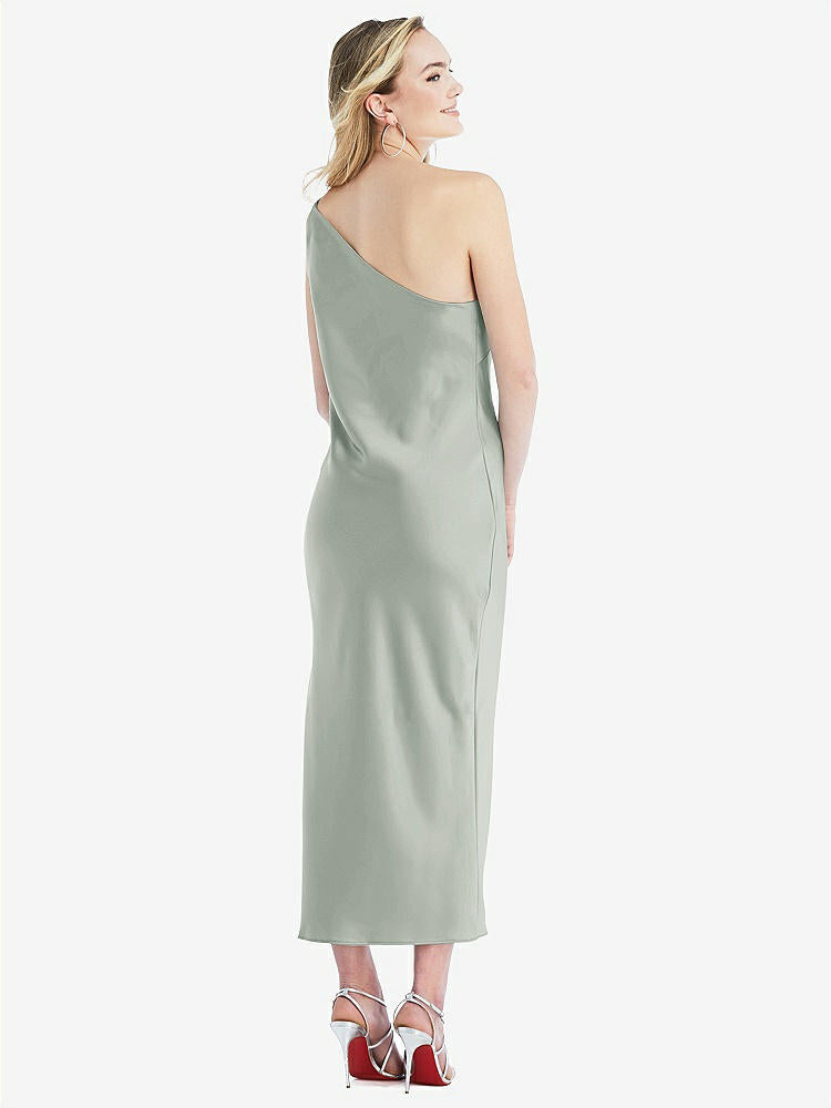 【STYLE: 8202】One-Shoulder Asymmetrical Midi Slip Dress【COLOR: Willow Green】