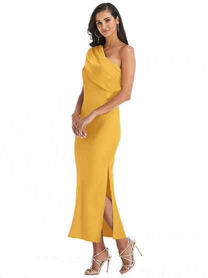 【NEW】【STYLE: 8203】ドレープ ワンショルダー コンバーチブル MIDI スリップ ドレス【COLOR: NYC Yellow】【SIZE: 00-30W】