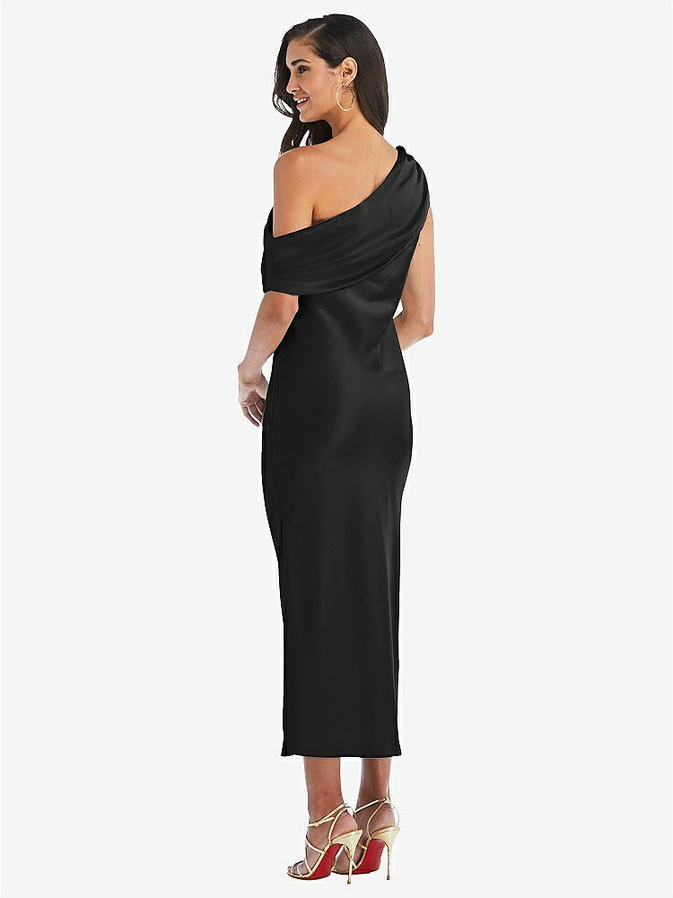 【NEW】【STYLE: 8203】ドレープ ワンショルダー コンバーチブル MIDI スリップ ドレス【COLOR: Black】【SIZE: 00-30W】