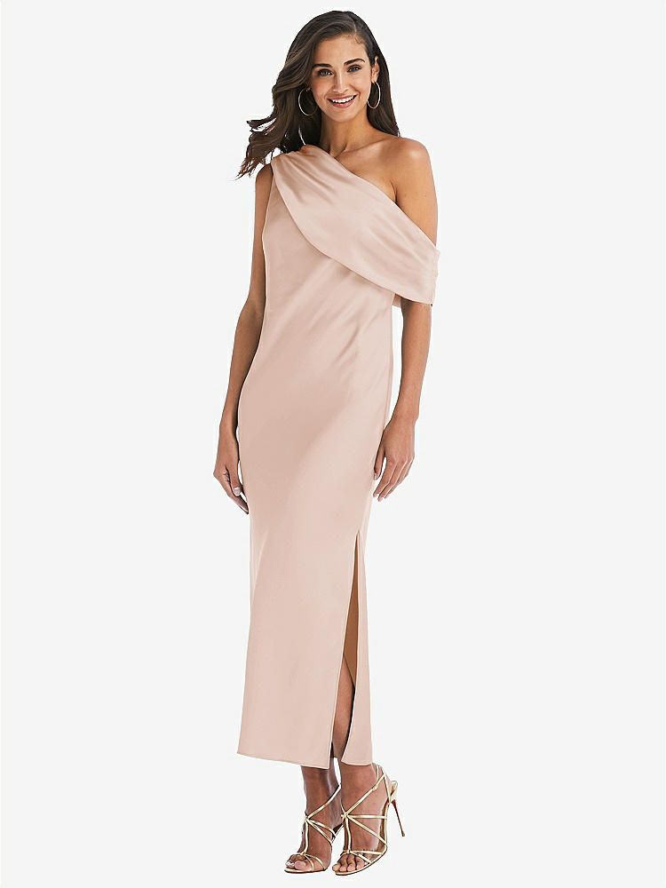 【NEW】【STYLE: 8203】ドレープ ワンショルダー コンバーチブル MIDI スリップ ドレス【COLOR: Cameo】【SIZE: 00-30W】