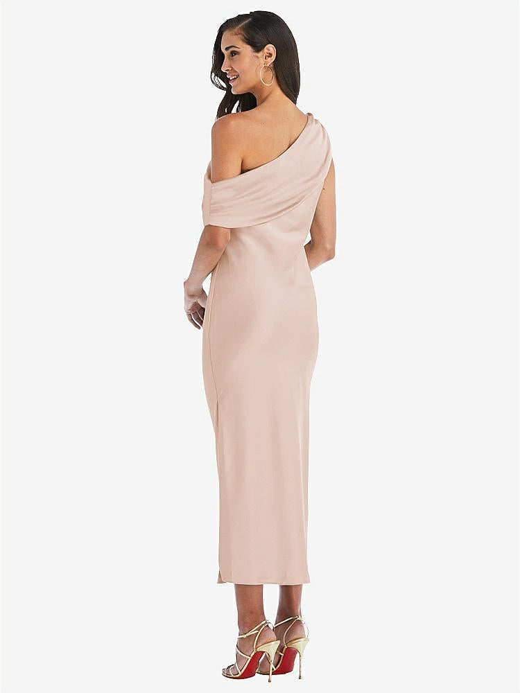 【NEW】【STYLE: 8203】ドレープ ワンショルダー コンバーチブル MIDI スリップ ドレス【COLOR: Cameo】【SIZE: 00-30W】