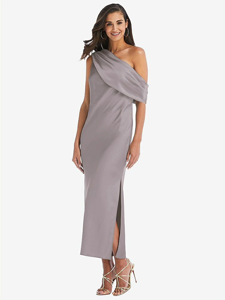 【STYLE: 8203】Draped One-Shoulder Convertible Midi Slip Dress【COLOR: Cashmere Gray】