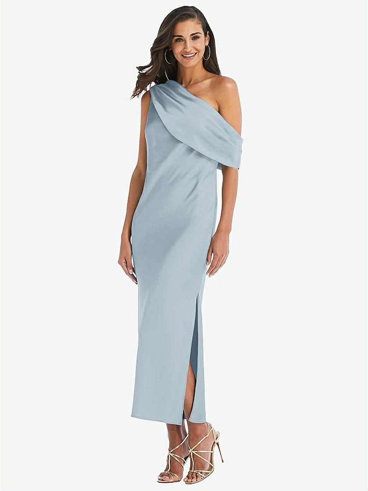 【STYLE: 8203】Draped One-Shoulder Convertible Midi Slip Dress【COLOR: Mist】