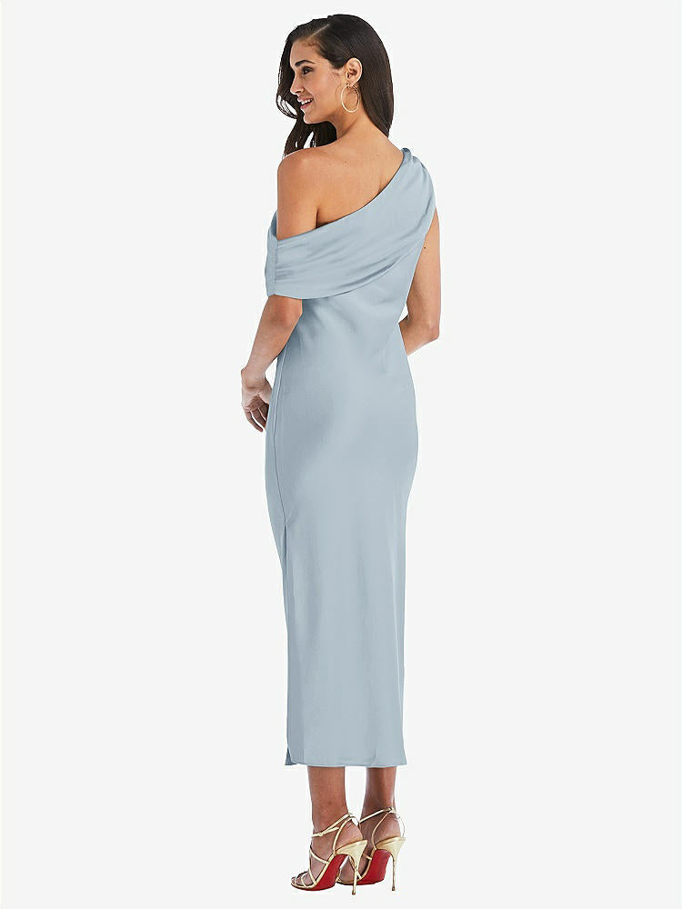 【STYLE: 8203】Draped One-Shoulder Convertible Midi Slip Dress【COLOR: Mist】